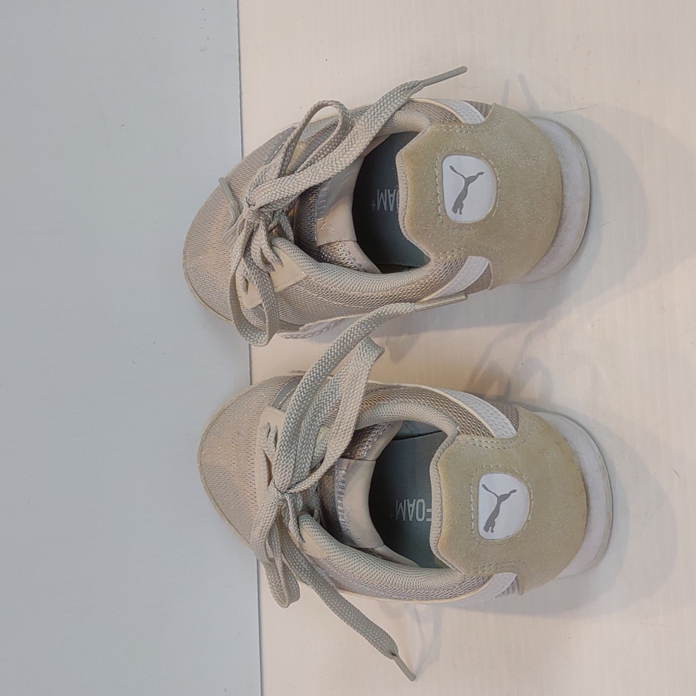 Puma Women's Bella Cream Lace Up Knit Suede Softfoam Casual Sneaker - Picture 4 of 12